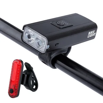 

New double T6 bicycle light usb rechargeable outdoor cycling light electric display red light warning light bicycle front light