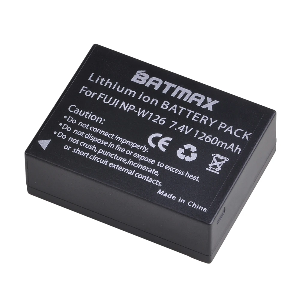 1 battery Batmax NP-W126 W126 NPW126 Перезаряжаемые Аккумулятор для Fujifilm FinePix HS30EXR HS33EXR X-Pro1 X-E1 X-E2 X-M1 X-A1 X-A2 X-T1 X-T10 - Цвет: 1 battery