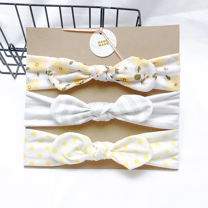baby accessories clipart 3pcs/lot Dot/stripe/Print Flower Cartoon Bow Elastic Headbands Toddler Turban Hair Band Baby Girl Bows Hair Accessories Baby Accessories discount