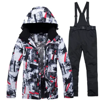 

Colorful Men's Snow Suit set 10k Waterproof Windproof Winter outdoor Wear Snowboarding Clothing Ski Jacket + Bibs snow pant Male