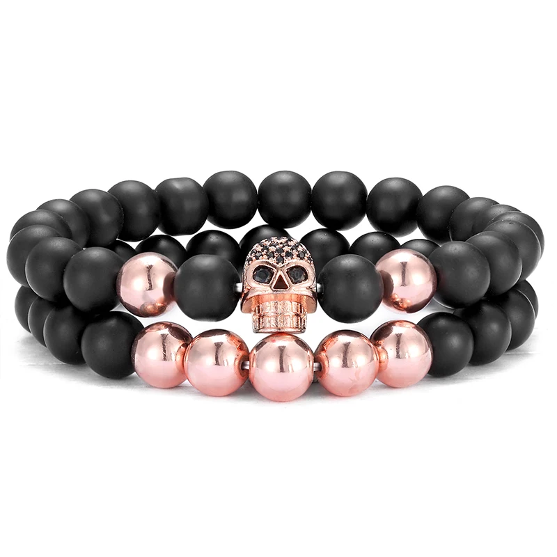 

2 pieces / set of bones men's bracelets natural stone cosmic yoga chakra bracelets solar men's and women's best friend jewelry