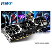 Yeston Radeon RX 580 GPU 8 ГБ GDDR5 256 бит игровой настольный компьютер ПК видеокарты Поддержка DVI/HDMI