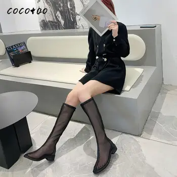 

Summer New Boots Female Wild Mesh Openwork Breathable Long Tube Sandals Fashion High Tube Sandals Roman Mesh Boots