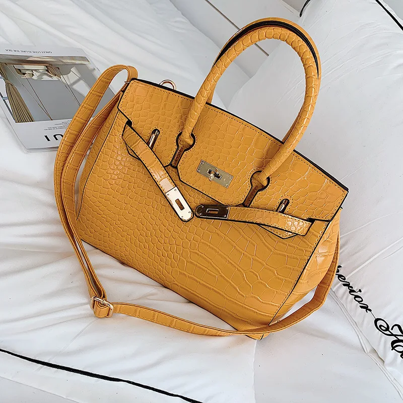 

2019 Europe And America Pu Bags Europe And America Crocodile Pattern Platinum-Style Retro Large Bag WOMEN'S Handbag Crossbody Ba