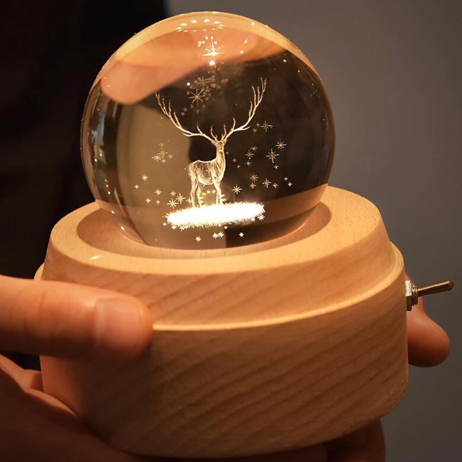 3D Хрустальный шар деревянная светящаяся вращающаяся музыкальная шкатулка Рождественский подарок Унесенные призраками инновационные украшения дома