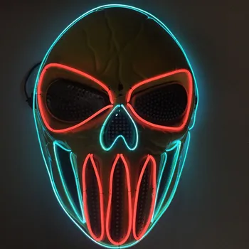 

X Mask Halloween EL Cold Light Luminous LED Mask Ghost Dance Party And Bar Environment-friendly Plastic Gorgeous Patty Mask