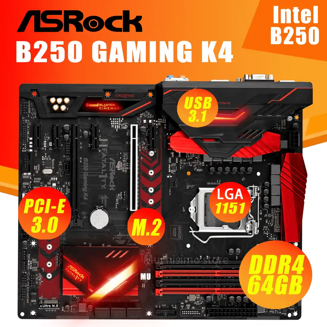 Used Asrock B250 Gaming K4 Original Used Desktop Motherboard B250 Lga1151 Ddr4 Sata3 Usb3 0 Support I5 7500 6500 Motherboards Aliexpress