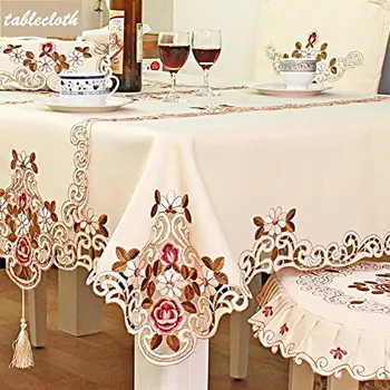 

WINLIFE European Rustic Floral Tablecloth Cloth 100% Table Table Out Hollow Embroidery Cover Handamade