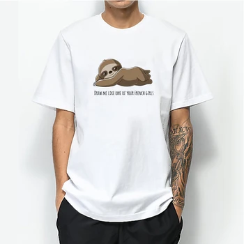 

Cartoon Sloth Print Men Harajuku T shirt 2020 100% Cotton Tops Tee Casual Short Sleeve O-Neck T-shirt street style Tumblr Tshirt