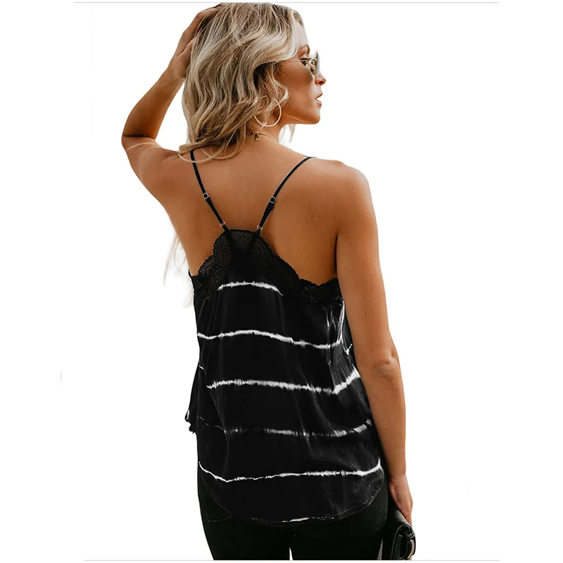 Fashion Suspender Vest Women's T-shirt Summer 2020 New European V-neck Sleeveless Lace Pullover Top