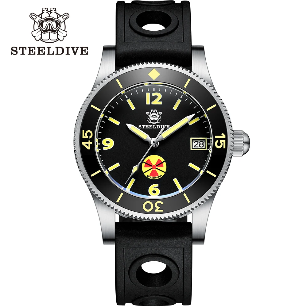 2021 STEELDIVE SD1952T Япония NH35 механические часы 316L чехол C3 зеленый светящийся