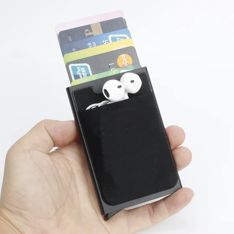 

Multi-functional Anti-Degaussing Card Case Creative Wallet Automatic Pinball Card Aluminum Card Case DIY Sticker Back Sticker Cu