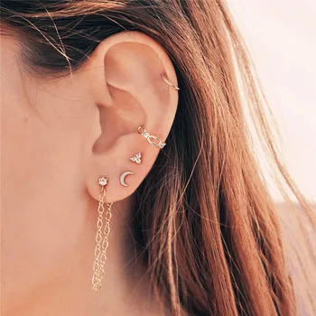 

Yobest Punk Style Rhinestone Flower Earring Sets For Women Small Circle Gold Color Ear Clip Drop Earrings Girl Party Gifts