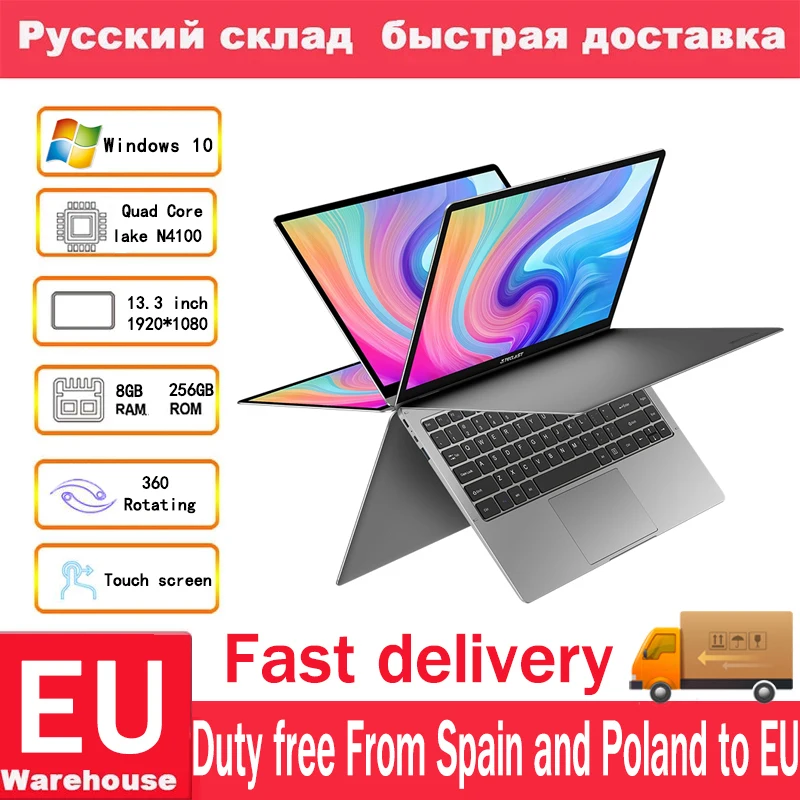 Teclast F6 Plus portátil Intel lago Géminis N4100 Windows10 Quad Core 8GB RAM 256GB SSD 360 rotación de pantalla táctil de 13,3 PC portátil