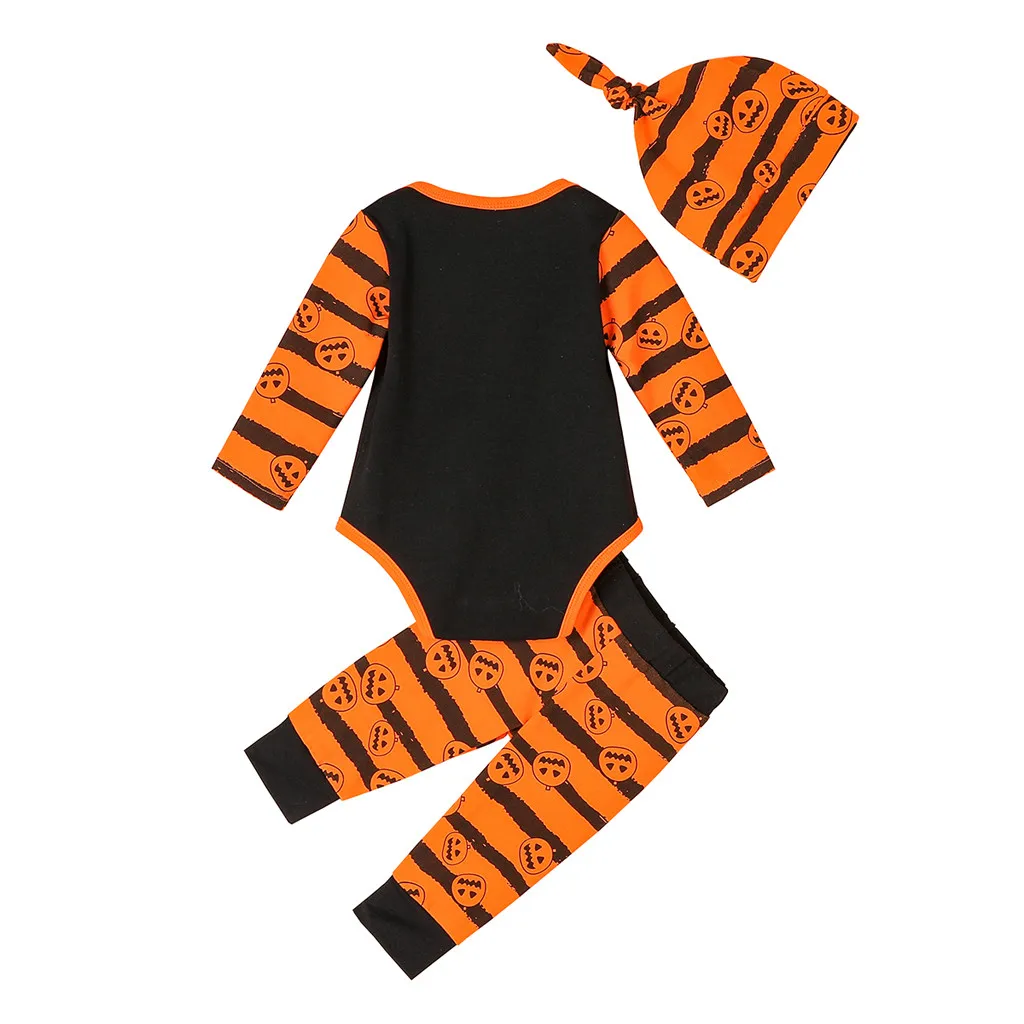 clothing-set costume party-wear Newborn Infant cute Baby Boys Girls Letter Romper Pants Hat Halloween 3pc Outfits Set new
