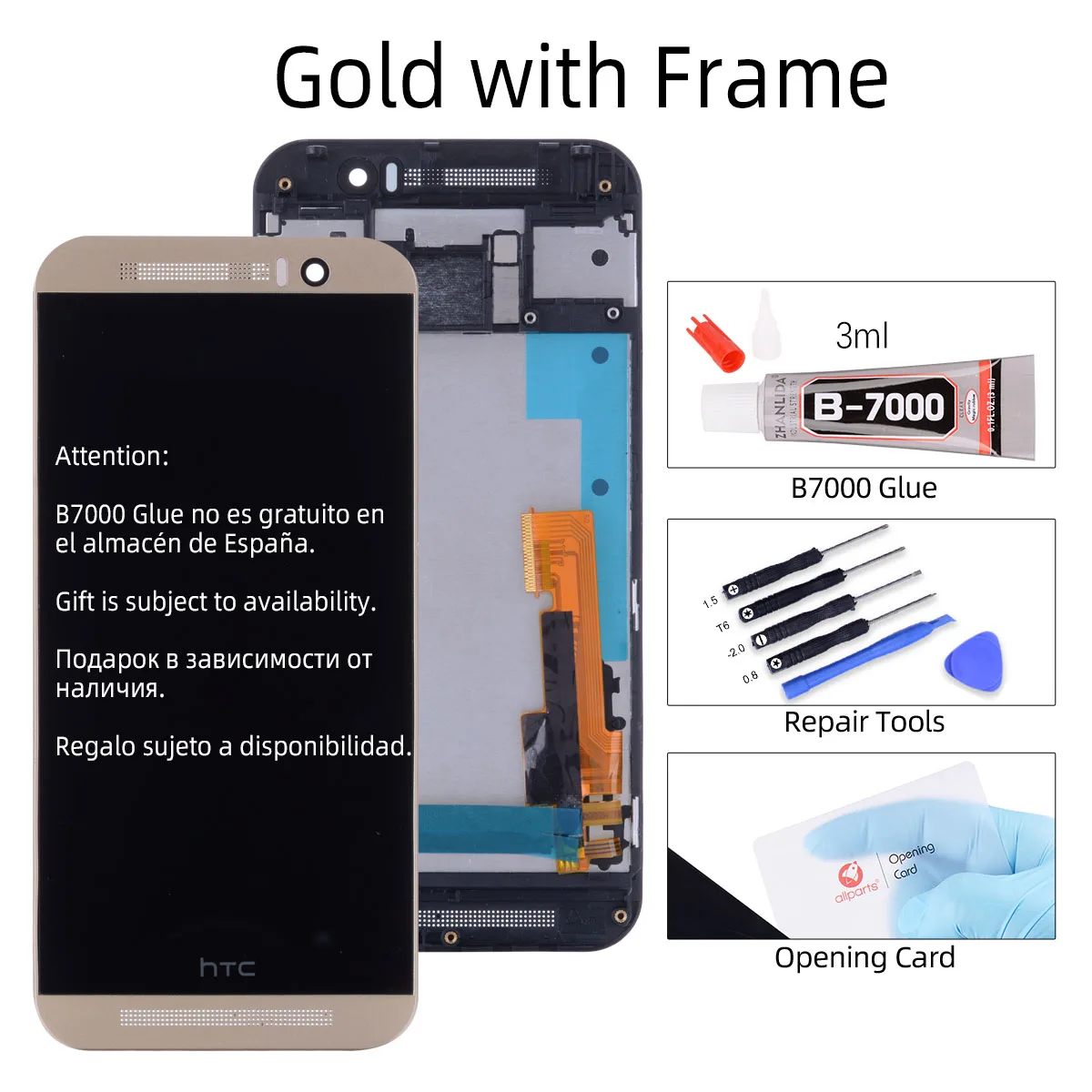 Gold with Frame Дисплей для HTC One M9 M9E M9W LCD в сборе с тачскрином на рамке Черное Белое Золото - Цвет: Gold with Frame