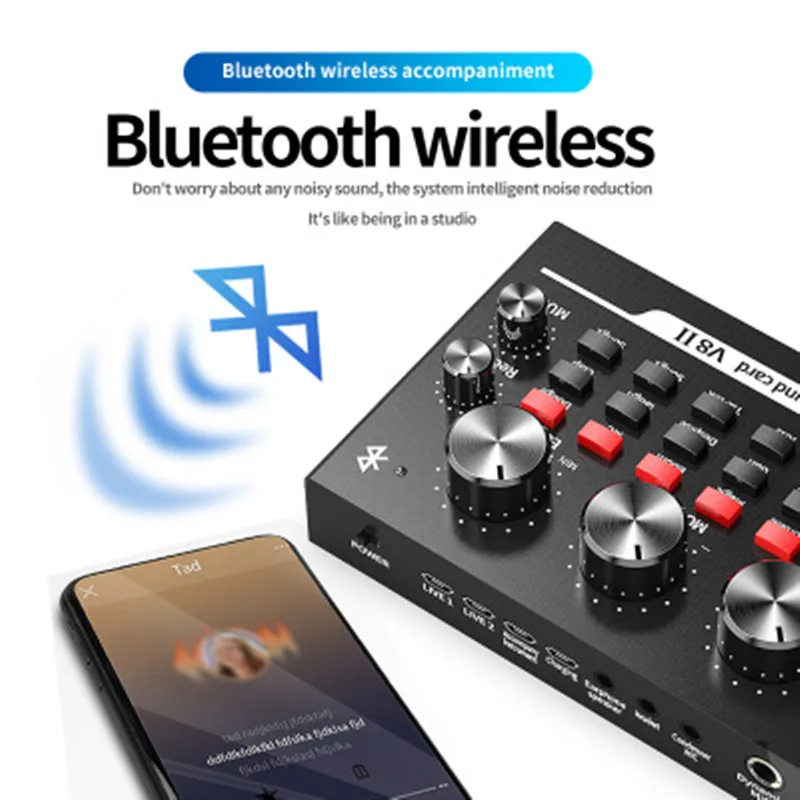 Placa de Som Microfone de Gravação Fone de Ouvido Microfone ao Vivo Bbluetooth Externo Microfone Karaoke Player v8 Usb Bm800 - Image 3