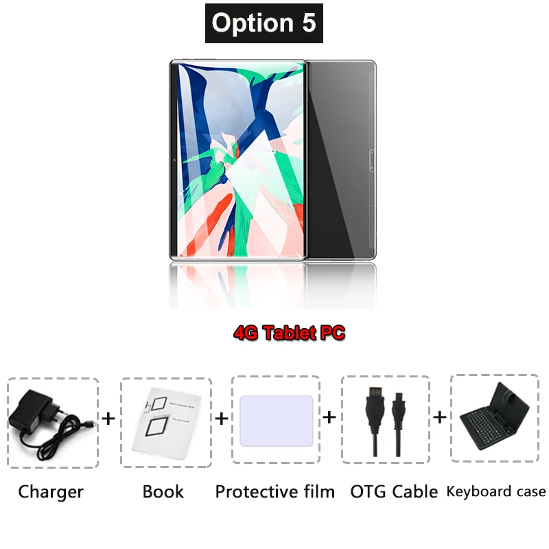Новейший 4G LET телефонный звонок планшетный ПК 10,1-дюймовый планшеты Android 8.0 Octa core RAM 6 ГБ ROM 64 ГБ Dual SIM-карта 1280* 800 IPS 2.5D изогнутый экран WIFI GPS планшетный ПК - Комплект: Комплект 5