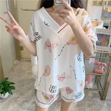 Women's Pajamas Set Shorts Sets Sexy Woman Dress Casual Women's Dresses Nightgown Cotton Pajamas with Shorts Home Dress