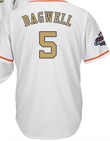 For men A+++ Качественная мужская Золотая Футболка Houston 5 Bagwell 6 Marisnick 7 Craig Biggio 9 Gonzalez 10 Yuli Gurriel - Цвет: For men