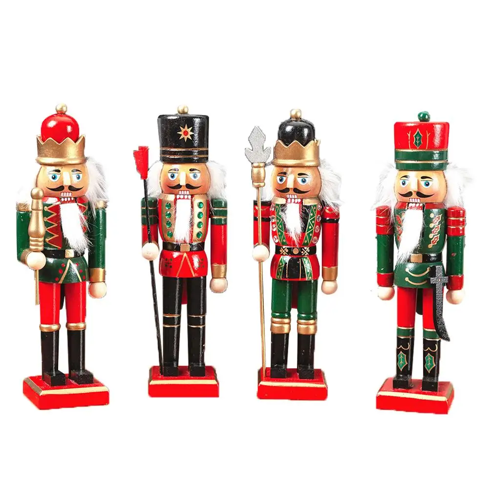 

4PCS/Set Wooden Doll 25CM Nutcracker Soldier Christmas New Year Gift Children's Room Decoration