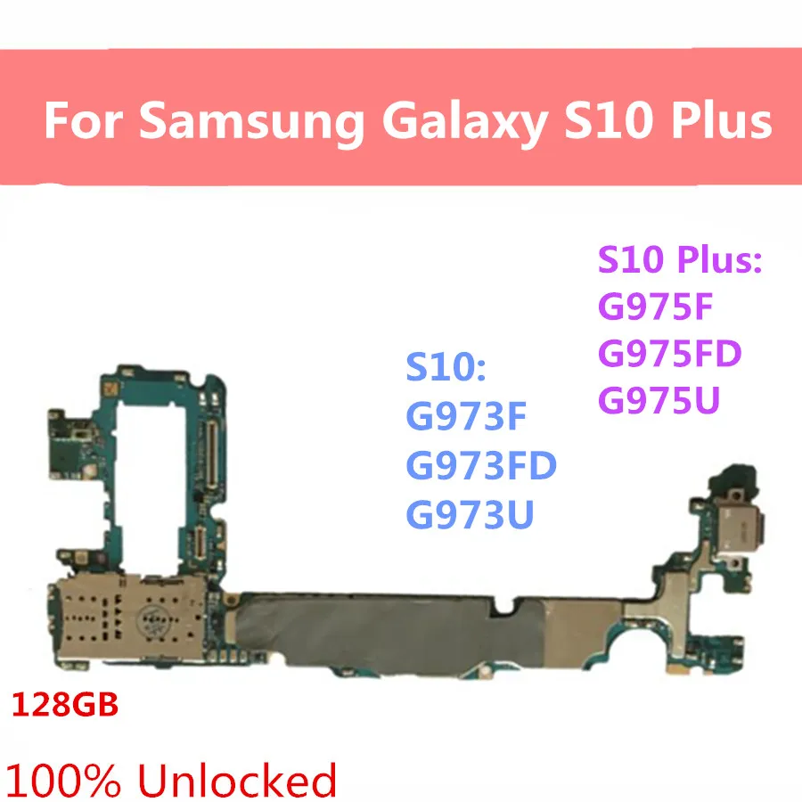 Фабрика разблокирована для Samsung Galaxy S10 / Plus /S10E материнская плата G975F G975FD G975U G973F G973FD