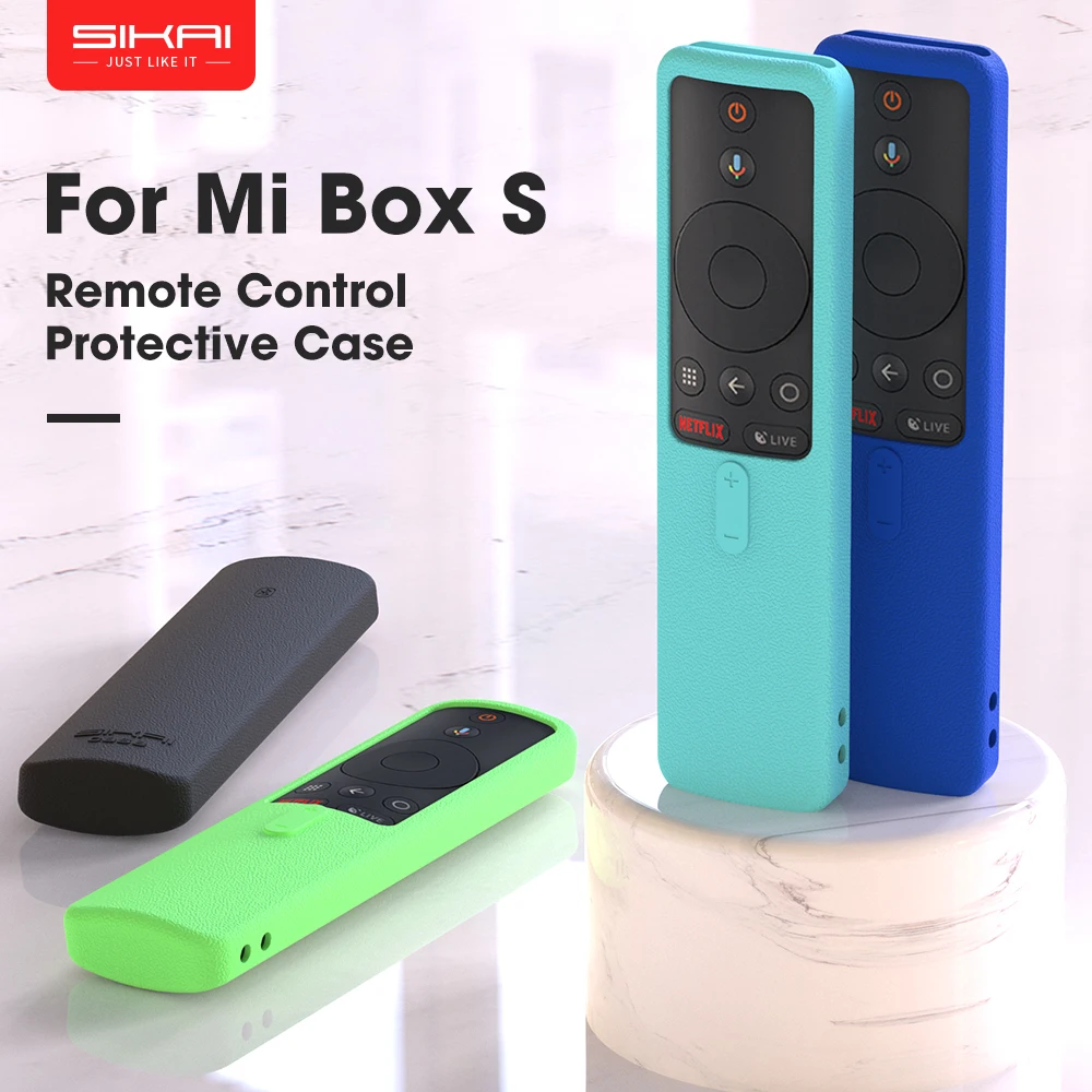 Glow in Dark Green Protective Silicone Remote Case for XIAOMI MI Box S Remote Cover Shockproof Remote Holder for MI Box S Remote Anti-Slip Anti-Lost with Lanyard 