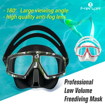 

Diving Mask Snorkel FRENZEL Professional Low Volume Spearfishing Scuba Soft Silicone Anti Fog Swimming RoseRed&ArmyGreen Set