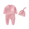 Personalized Name Newborn Outfit with Hat Clothes Set Custom Baby One Piece Bodysuit Baby Shower Coming Home Long Sleeve Outfit 1