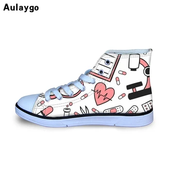 

Aulaygo Cute Cartoon Cardiogram Pill Nurse Pattern 2020 Fashion Children's Shoes Canvas For Boys Girl Casual Sneakers Flat Buty