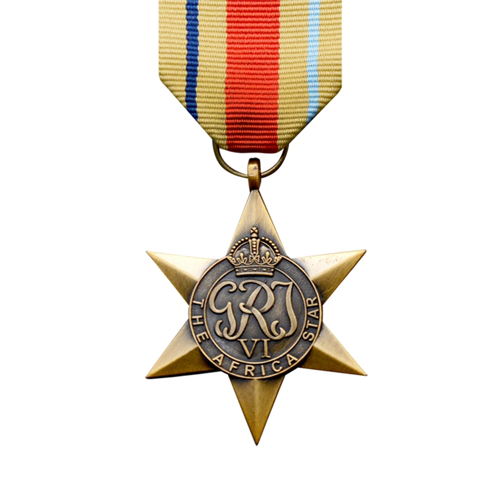 

George VI The Africa Star Brass Medal & Ribbon British High Military Award Insignia Badge Pin