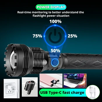 2020 Latest Powerful Xlamp XHP90.2 LED Flashlight Zoom Torch XHP70 USB Rechargeable Waterproof Lamp use 18650 26650 for Camping 4