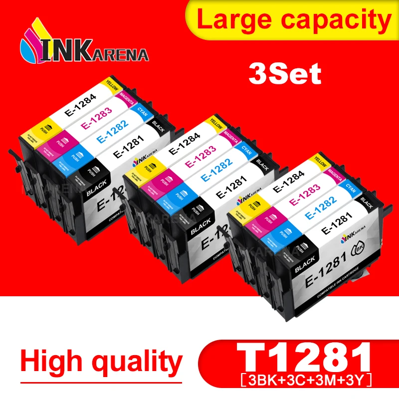 Cartouches d'encre pour imprimante Epson Stylus S22 SX125 SX130 SX235W  SX420W SX425W SX435 BX305F, 12 pièces, T1281 T1284 T1285 | AliExpress