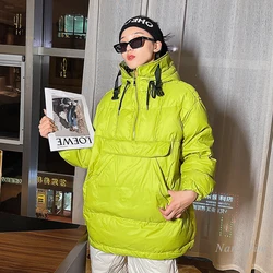 90% pato branco para baixo casaco de inverno mulher 2021 pulôver metade zíper oversized jaqueta senhoras roupas quente rua overcoats navio livre