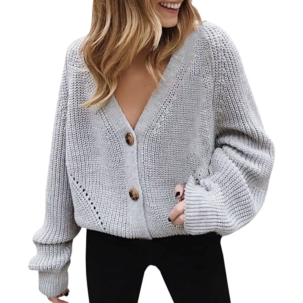 long sleeve button up sweater