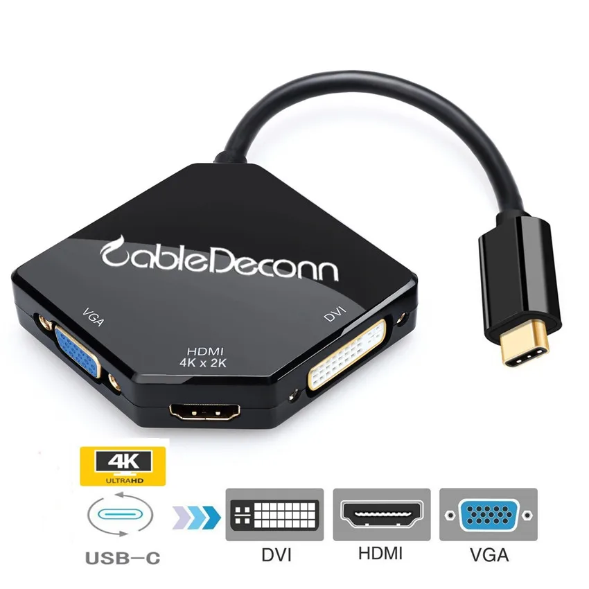 Многофункциональный конвертер type c в VGA HDMI DVI USB C hdmi адаптер 4k концентратор usb 3 1 для