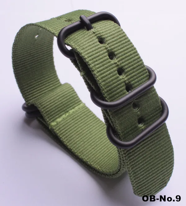 Нейлоновый ремешок для наручных часов NATO Army спортивный ремешок 18 мм 20 мм 22 мм 24 мм браслет для часов ZULU аксессуары для часов с черным кольцом пряжка - Цвет ремешка: Army Green