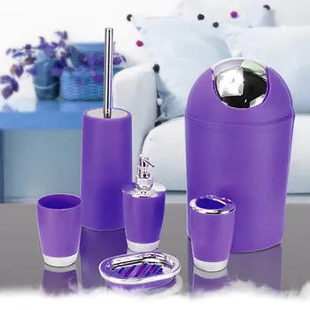 

6 Pcs Set Luxury Bathroom Accessory Soap Dispenser Soap Dish Toothbrush Holder Flush Cup Toilet Brush And Holder Dustbin #YL5