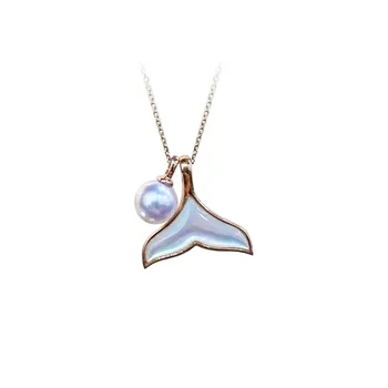 

New Real S925 Fishtail Natural Seashell Pearl Nobility Fine Jewelry Necklace Conch Pendant Chain Fashion Accessories Jewel Gifts