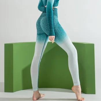 

Seamless Yoga Pants Women's Buttock Lifting High-waisted Sports Leggings Dyed Gradient Running Fitness Pants Quick-Dry Leggings