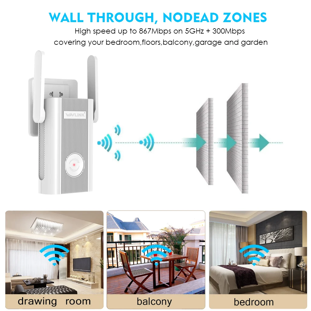 Wavlink Беспроводной WI-FI ретранслятор WI-FI удлинитель 1200 Мбит/с диапазон повторитель Wi-fi Усилитель сигнала Усилитель wifi точка доступа ЕС