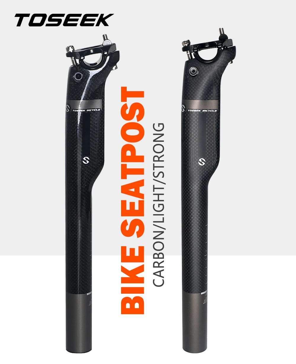 TOSEEK 3K Carbon Fiber MTB Road Bike Seatpost Seat Tube 27.2/30.8/31.6