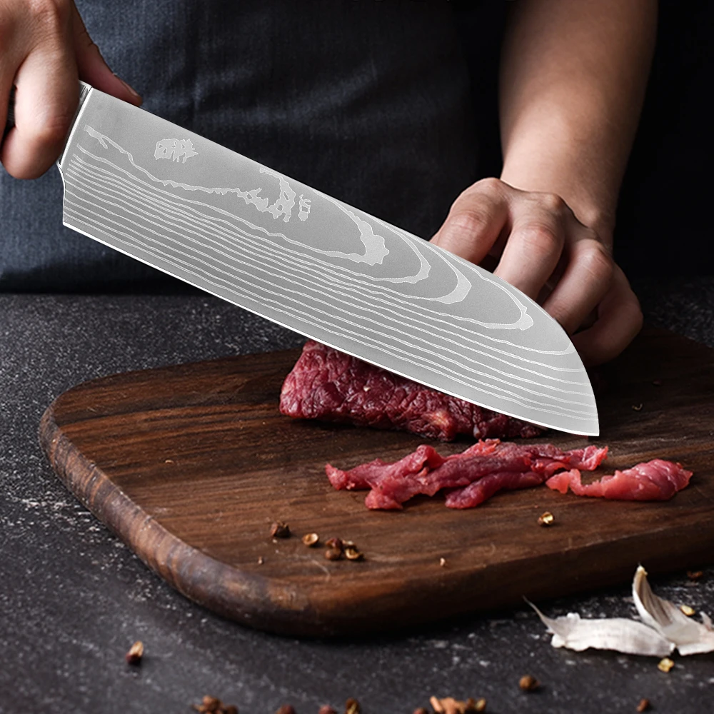 Набор японских кухонных ножей лазерный нож шеф повара Santoku для хлеба утилита