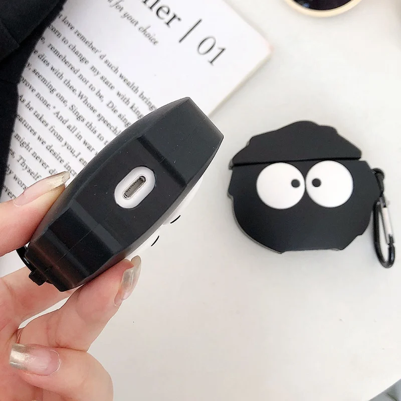 Черный силиконовый наушник Totoro Briquettes чехол для Apple airpods Брелок чехол Аксессуары Защитный чехол Bluetooth чехлы