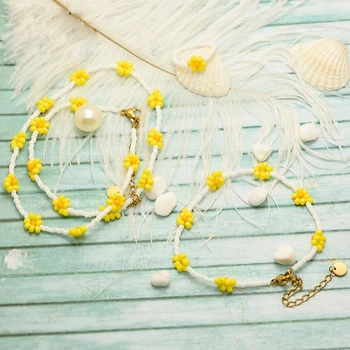 

Small Flower Small Daisy Necklace Small Flower Hot Tide Accessories(Whole set)