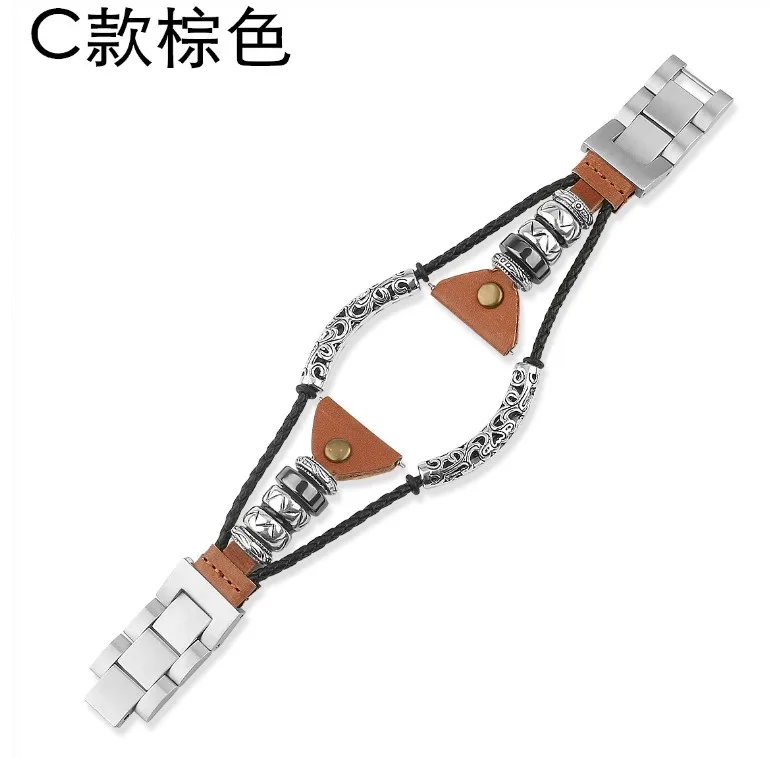1шт. Fit-bit versa кожаный и металлический ремешок из нержавеющей стали. стиль - Цвет: C style(orange)