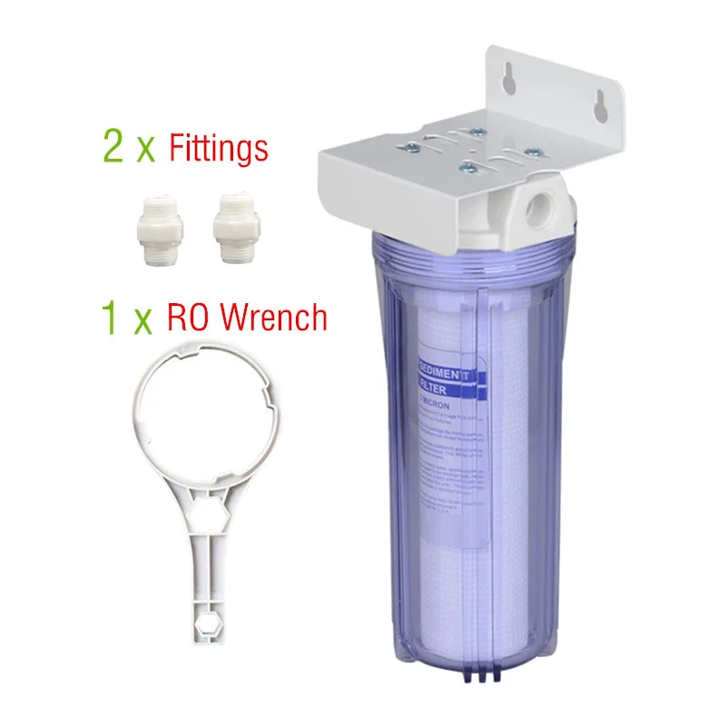Drinking Water Filter Housing 10-Inch First Level Water Purifiers PPF Pre-Filter with Quick Fittings and RO Wrench