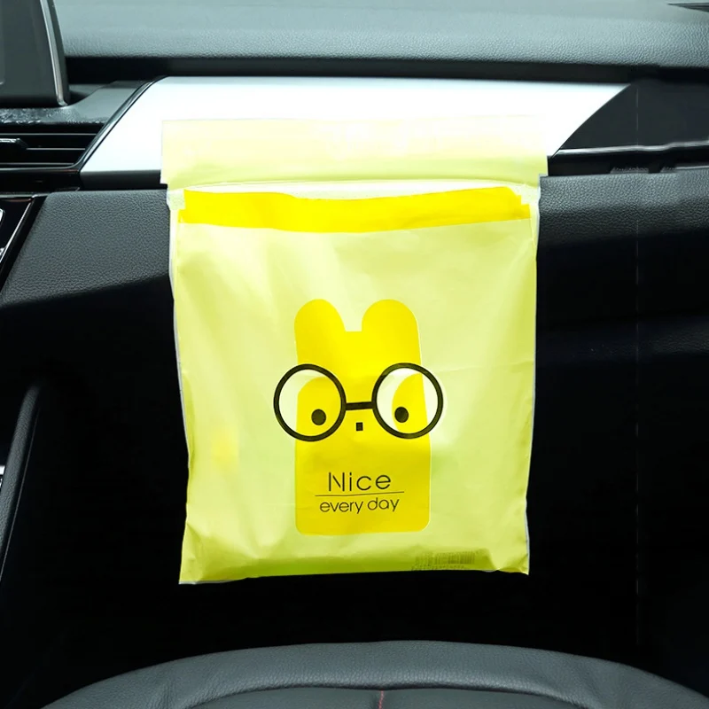 15PCS Car Trash Bag Paste Cartoon Cleaning Bag Disposable Garbage Bag For Office Kitchen
