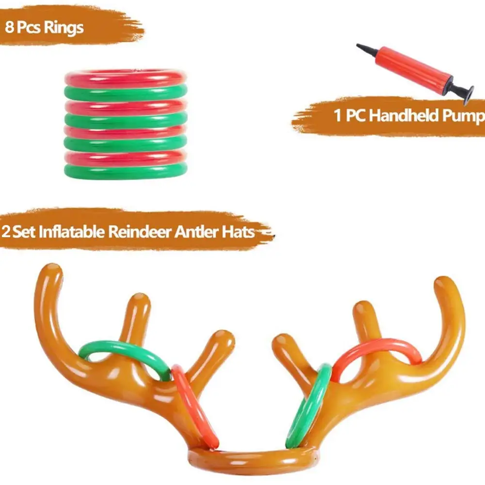 Надувные ПВХ оленьи рога кольцо для шляпы Санта оленьи рога кольцо с головой животного Рождественская шляпа кольцо из оленьего рога бросать вечерние игрушки