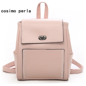 

Pink Leather Backpacks for Women Fashion Knapsack Travel Mochila Escolar Purses 2020 New school bags for teenager girls